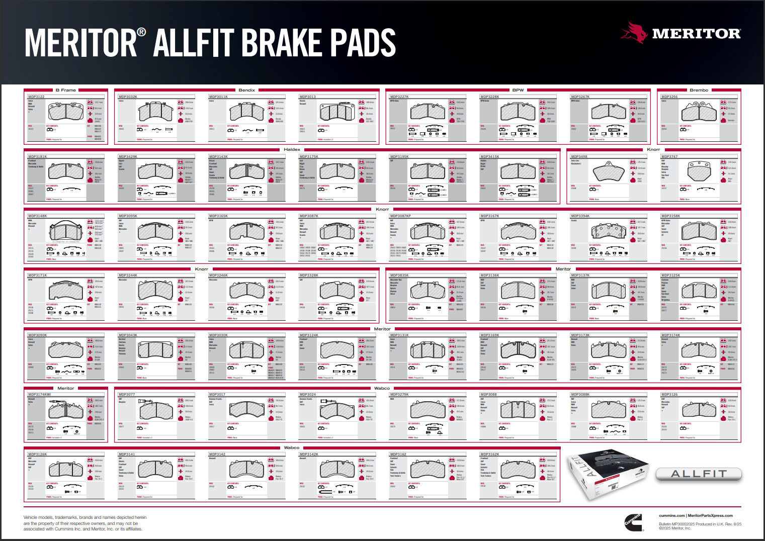 Meritor Brake Pads NTR